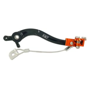 Pedale freno AMP in ergal corpo nero e puntale arancione ktm 250-300 2t 17-22